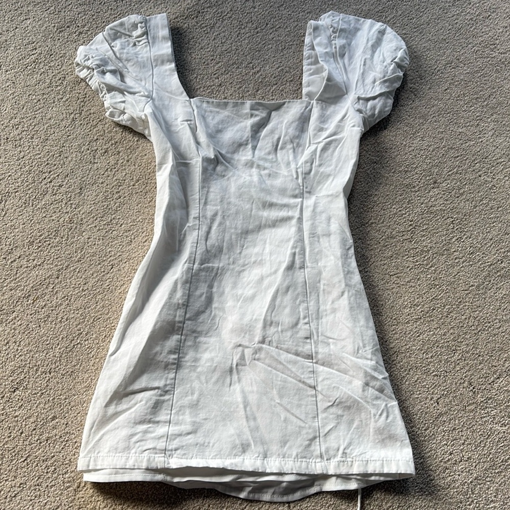 Zara princess sleeve corset white linen blend mini dress